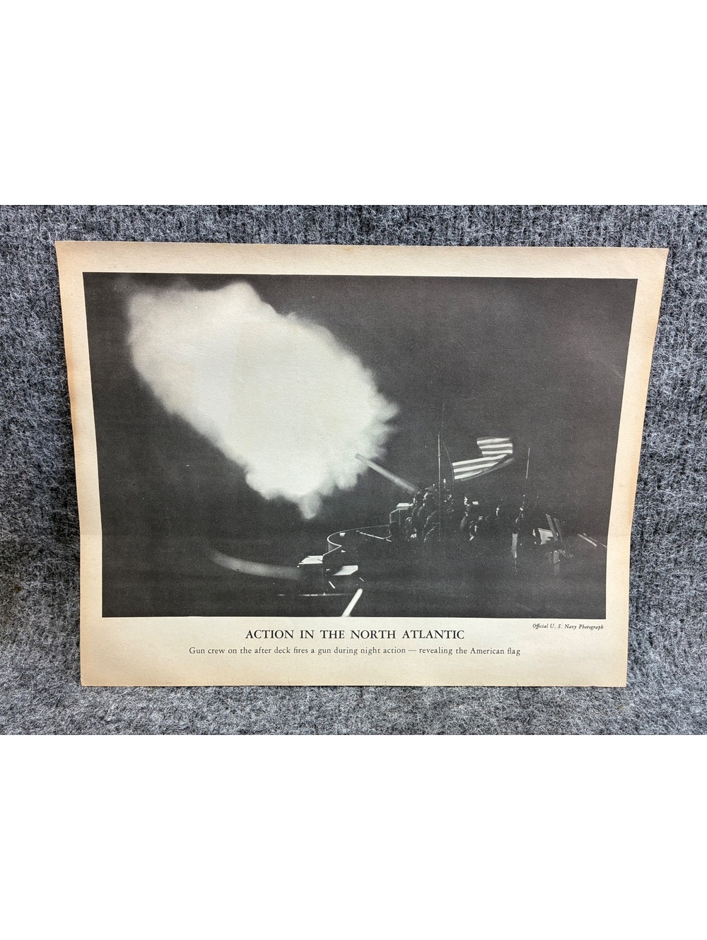 Vintage Official U.S. Navy Photograph Print 'Action in the North Atlantic'